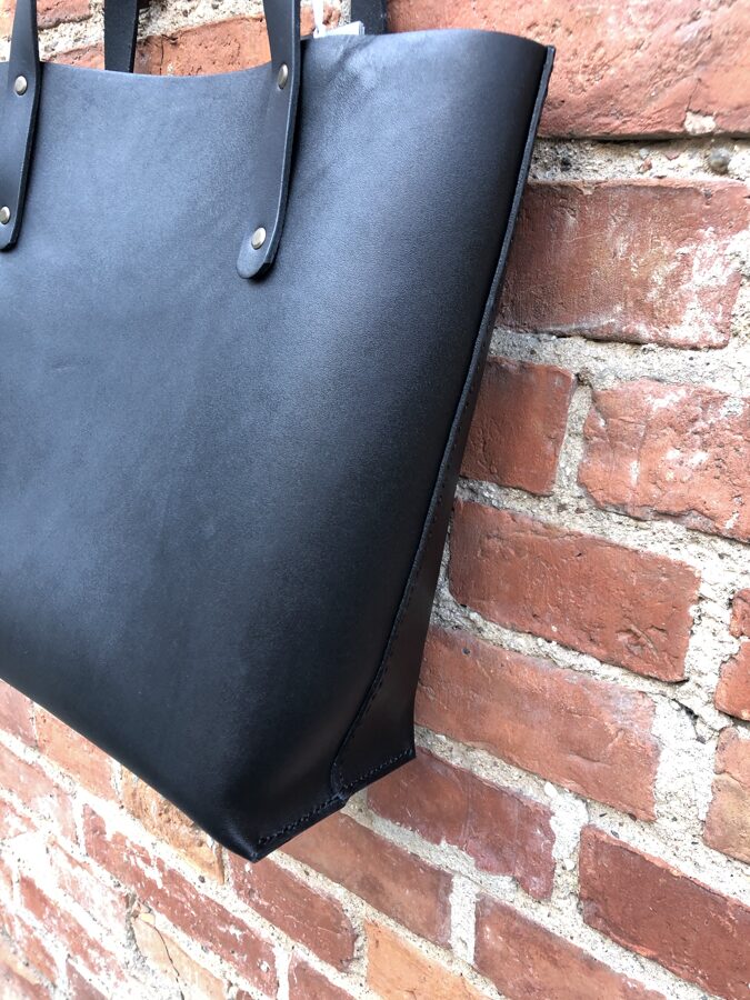 Black leather tote
