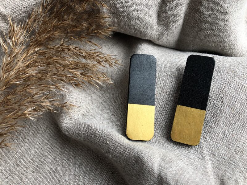 Black and gold leather earrings 