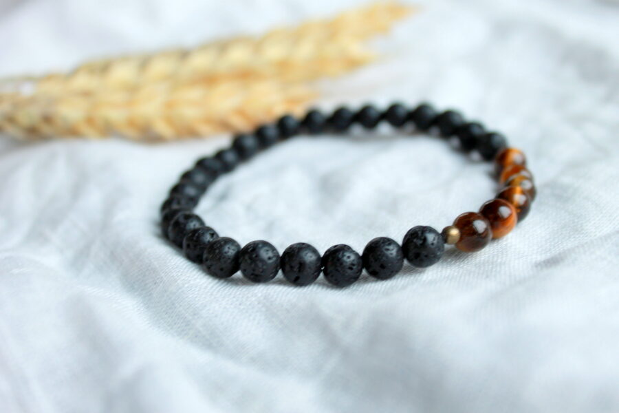 Tīģeracs un lavas akmen aproce. 6 mm