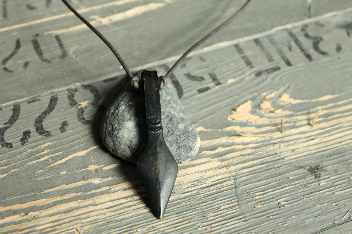Hand forged pendant- arrows