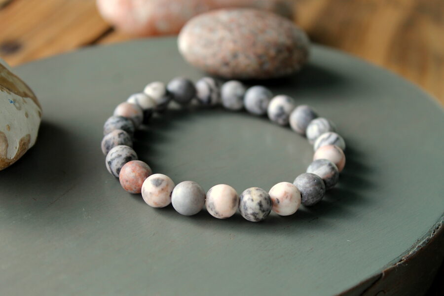 Rozā Zebras Jašma aproce (Pink Zebra Jasper). 8 mm